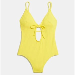 NWT Solid and striped madewell yellow swimsuit